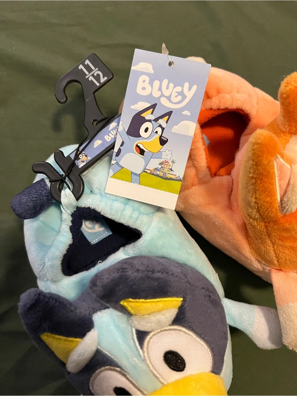 Kids Plush Bluey Slippers in Blue and Orange Size 11/12